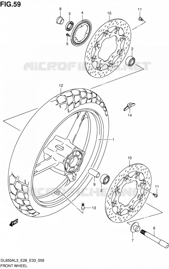 ROUE AVANT Suzuki MOTO 650 V-STROM 2013  DL650A L3 (E03,E28,E33)