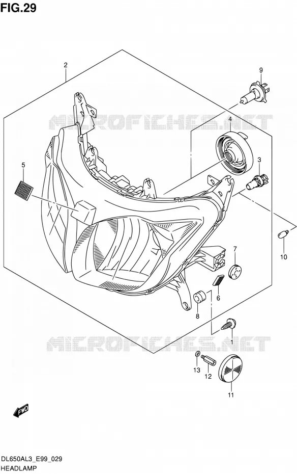 PHARE (WITH REFLECTOR) Suzuki MOTO 650 V-STROM 2013  DL650A L3 (E99)