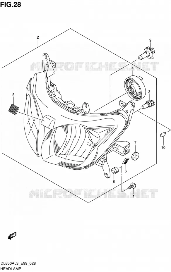PHARE (WITHOUT REFLECTOR) Suzuki MOTO 650 V-STROM 2013  DL650A L3 (E99)