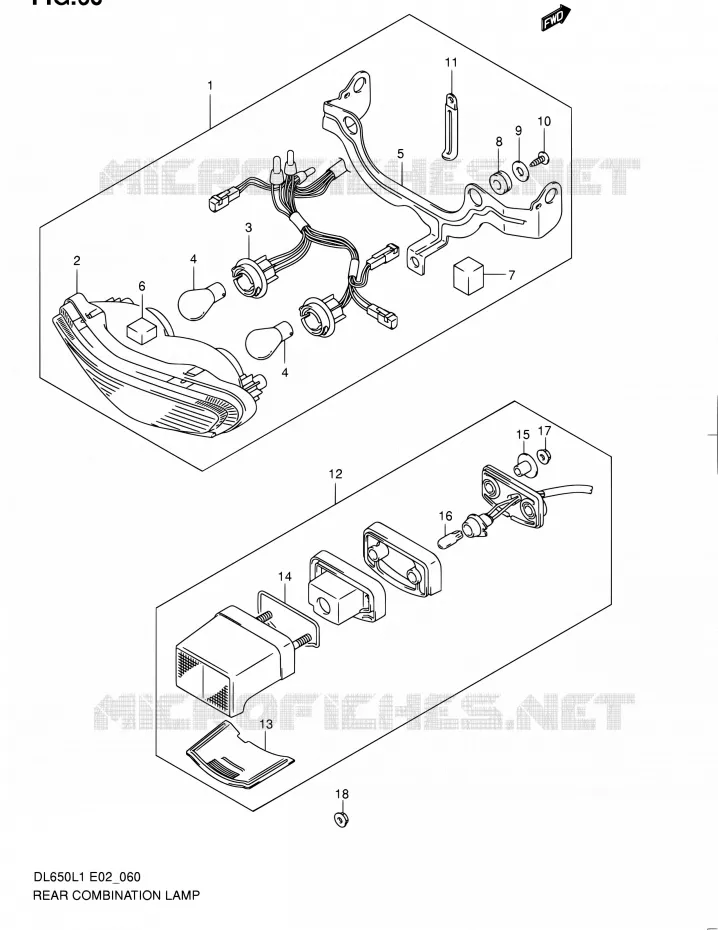 ENSEMBLE FEU ARRIERE Suzuki MOTO 650 V-STROM 2011  DL650AUEL1(E19)