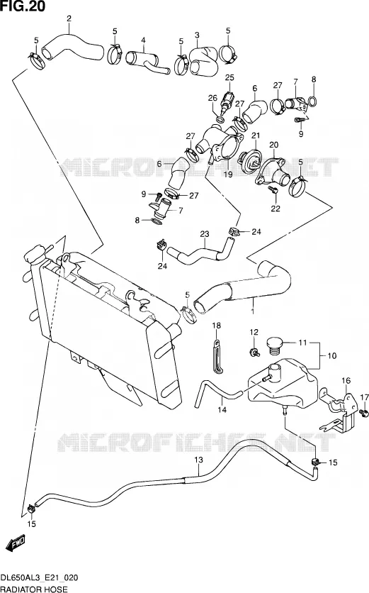 DURITE DE RADIATEUR Suzuki MOTO 650 V-STROM 2013  DL650AUE L3 (E21)