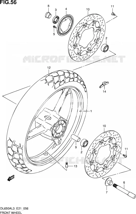 ROUE AVANT (DL650AL3 E21) Suzuki MOTO 650 V-STROM 2015  DL650AUE L3 (E21)