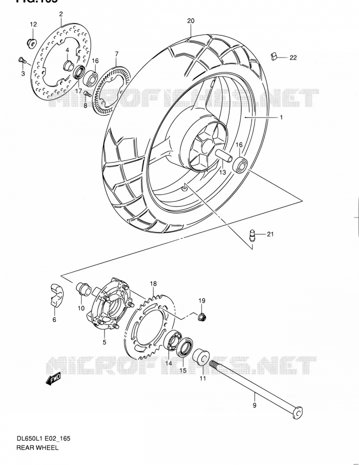 ROUE ARRIERE (DL650AL1 E19) Suzuki MOTO 650 V-STROM 2011  DL650UEL1(E19)