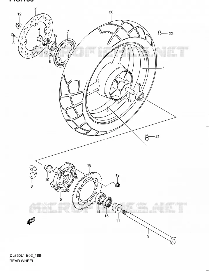 ROUE ARRIERE (DL650AL1 E24) Suzuki MOTO 650 V-STROM 2011  DL650UEL1(E19)