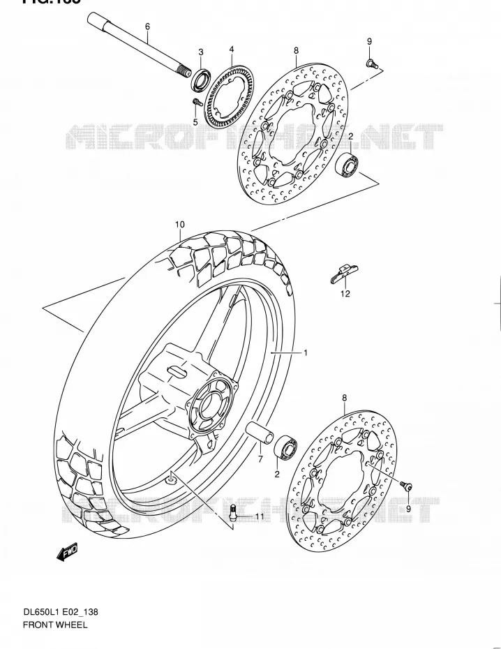 ROUE AVANT (DL650AL1 E24) Suzuki MOTO 650 V-STROM 2011  DL650UEL1(E19)