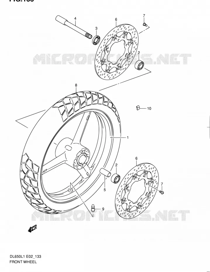 ROUE AVANT (DL650L1 E02) Suzuki MOTO 650 V-STROM 2011  DL650UEL1(E19)