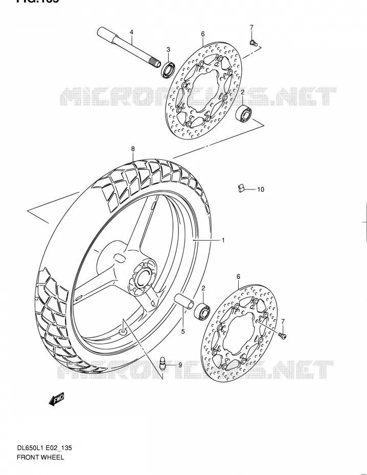 ROUE AVANT (DL650L1 E24) Suzuki MOTO 650 V-STROM 2011  DL650UEL1(E19)