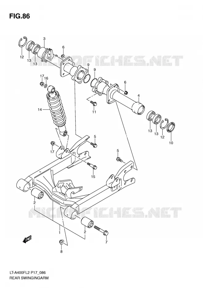 BRAS OSCILLANT ARRIERE Suzuki QUAD 400 KINGQUAD 2012  LT-F400FZL2(P17)