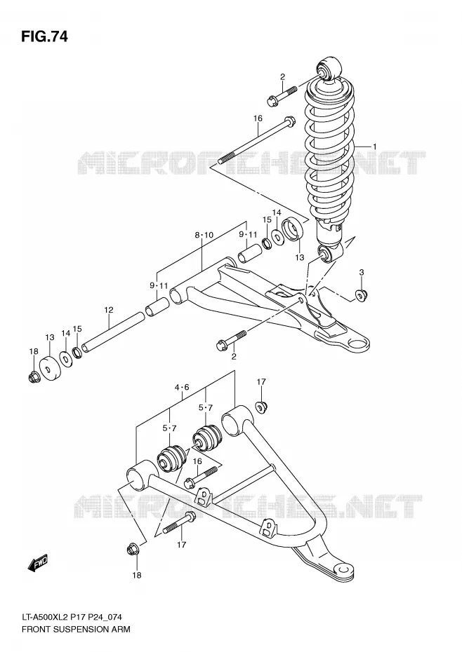 BRAS SUSPENSION AVANT Suzuki QUAD 500 VINSON 2012  LT-A500XZL2(P17)