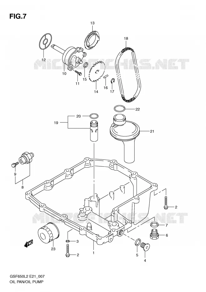 CARTER INFERIEUR - POMPE A HUILE Suzuki MOTO 650 BANDIT 2016  GSF650SAL2(E21)