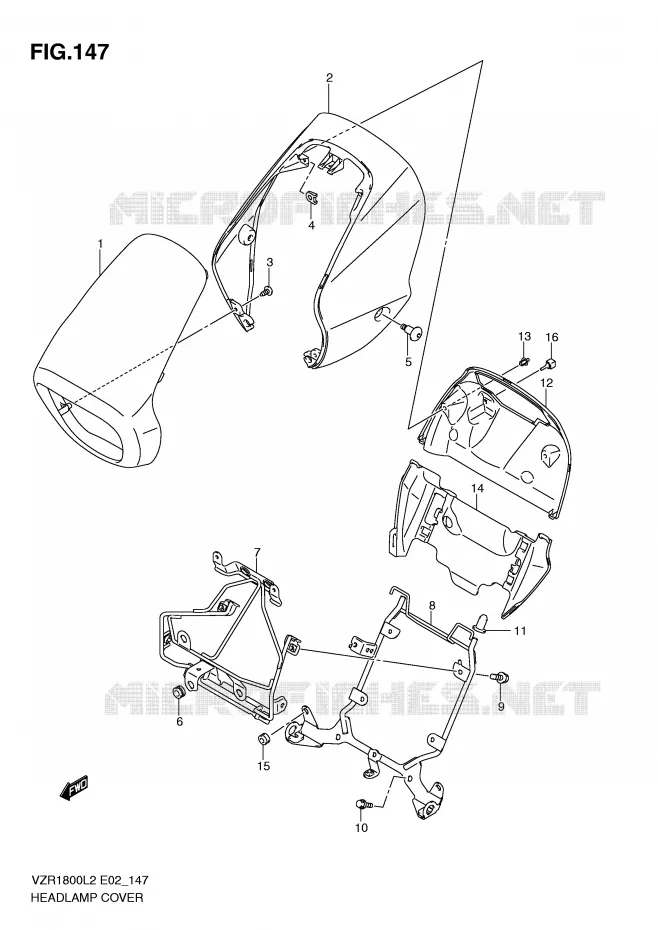 COUVERCLE DE PHARE (VZR1800L2 E02) Suzuki MOTO 1800 INTRUDER 2012  VZR1800ZL2(E02)