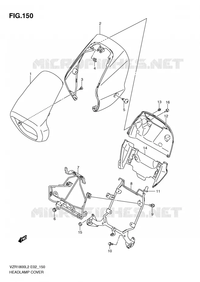 COUVERCLE DE PHARE (VZR1800L2 E51) Suzuki MOTO 1800 INTRUDER 2012  VZR1800L2(E02)