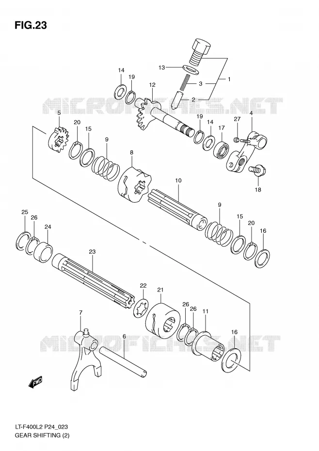 ENSEMBLE DE SELECTION DE VITESSES (2) Suzuki QUAD 400 KINGQUAD 2012  LT-F400L2(P24)