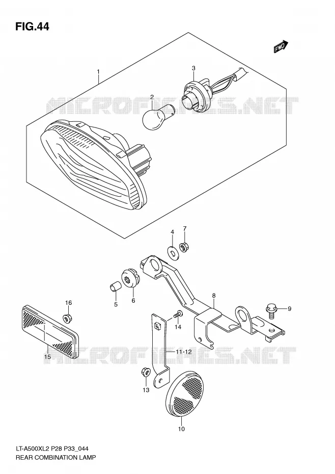 FEU ARRIERE (LT-A500XZL2 P28) Suzuki QUAD 500 VINSON 2012  LT-A500XZL2(P28)