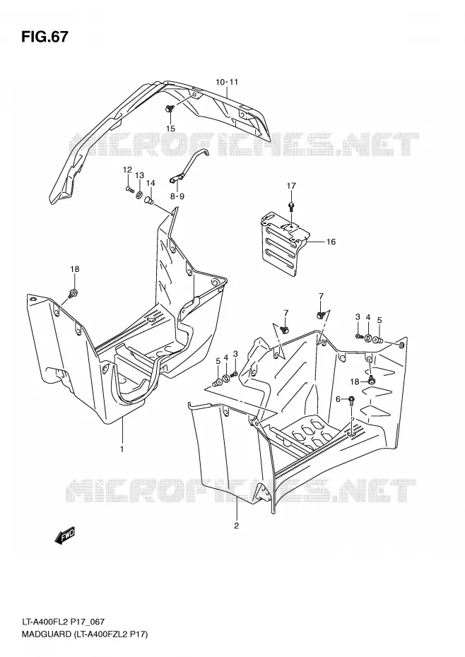GARDE BOUE (LT-A400FZL2 P17) Suzuki QUAD 400 KINGQUAD 2012  LT-F400L2(P17)
