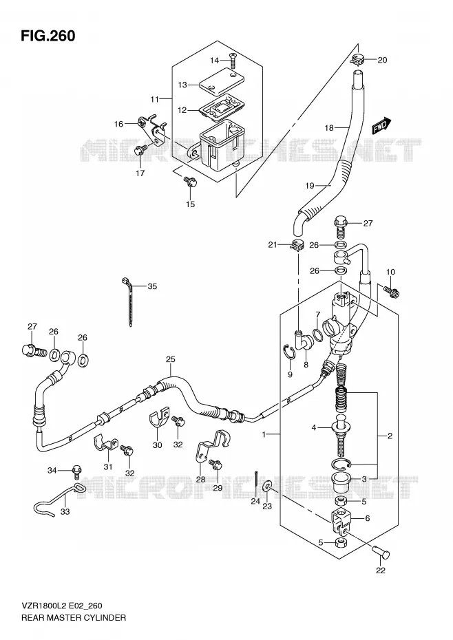 MAITRE CYLINDRE DE FREIN ARRIERE (VZR1800L2 E51) Suzuki MOTO 1800 INTRUDER 2012  VZR1800ZUFL2(E02)