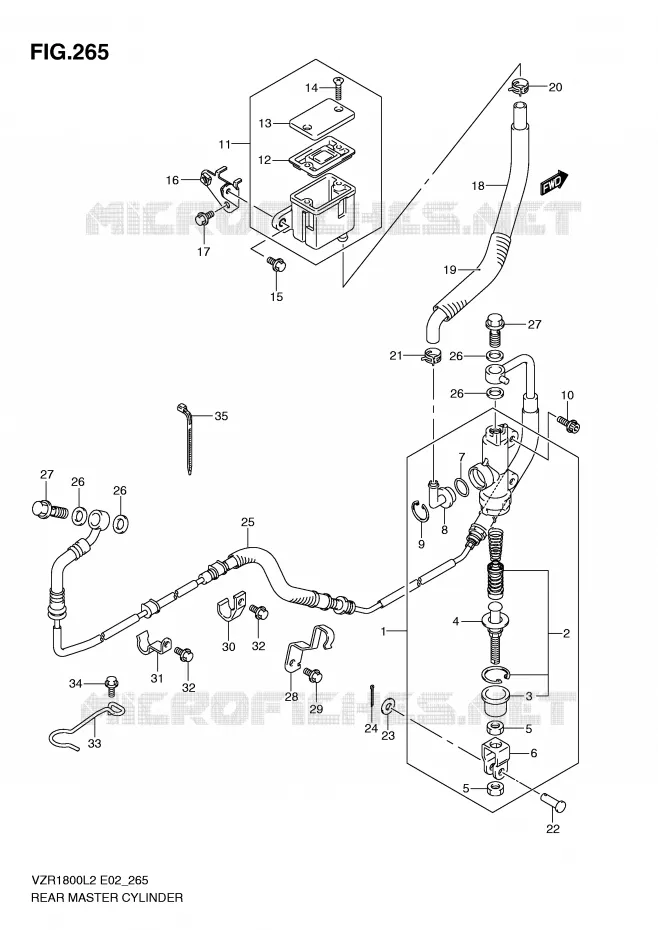MAITRE CYLINDRE DE FREIN ARRIERE (VZR1800ZL2 E51) Suzuki MOTO 1800 INTRUDER 2012  VZR1800L2(E02)