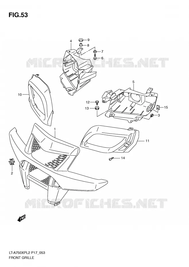 PARE CHOC AVANT - ENTOURAGE DE PHARE Suzuki QUAD 750 KINGQUAD 2012  LT-A750XPL2(P17)