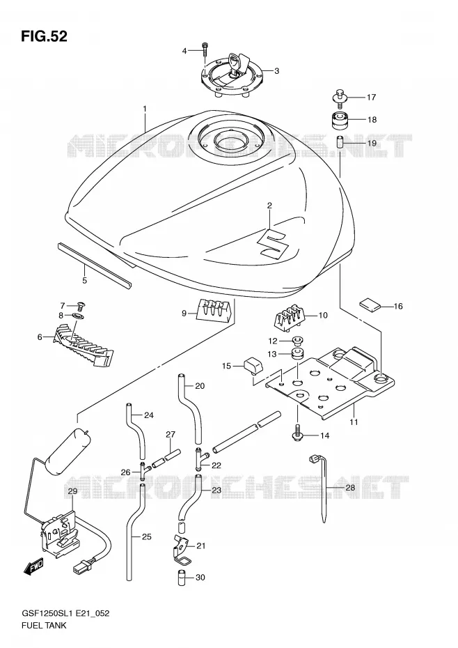 RESERVOIR D'ESSENCE (GSF1250SL1 E24) Suzuki MOTO 1250 BANDIT 2012  GSF1250SAL1(E21)