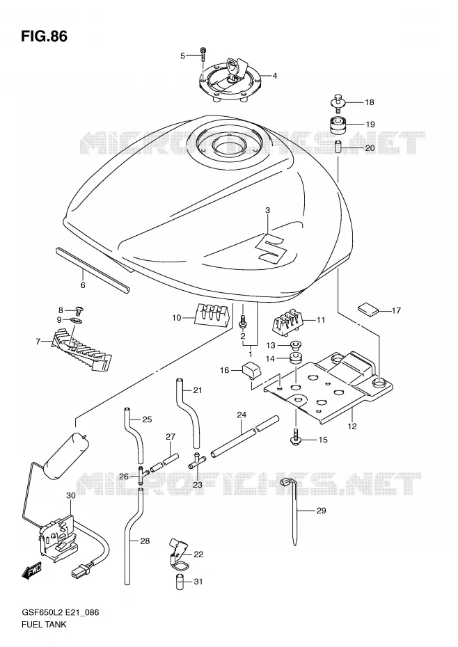 RESERVOIR D'ESSENCE Suzuki MOTO 650 BANDIT 2016  GSF650SAL2(E21)