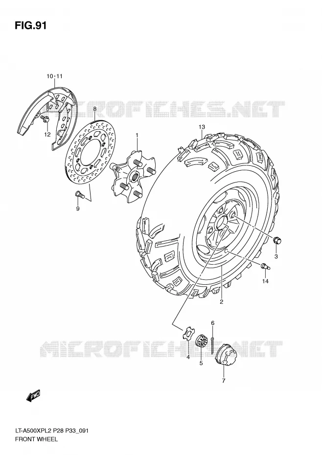 ROUE AVANT (LT-A500XPZL2 P33) Suzuki QUAD 500 KINGQUAD 2012  LT-A500XPZL2(P28)
