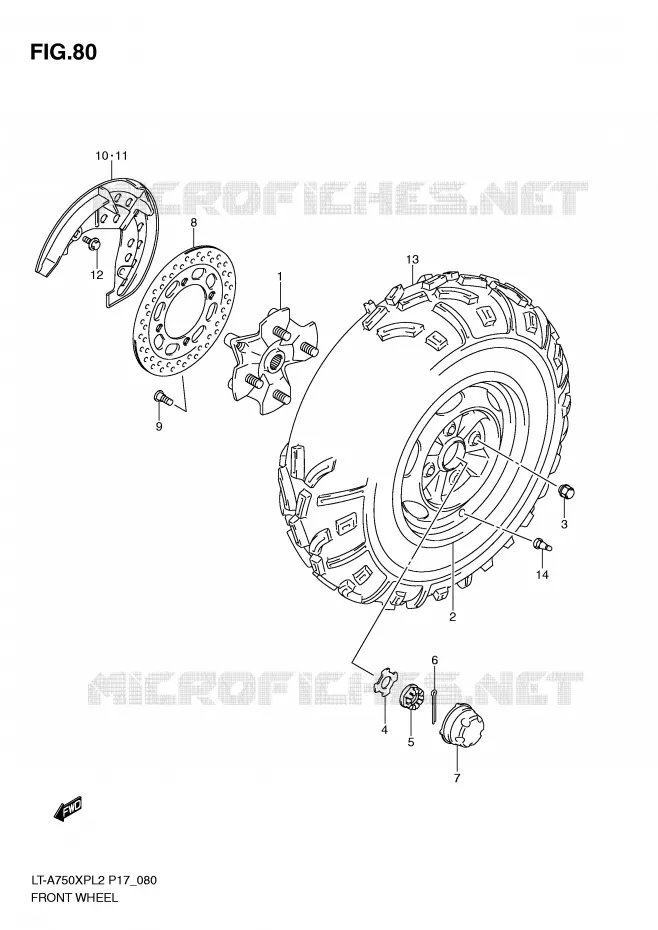 ROUE AVANT (LT-A750XPZL2 P17) Suzuki QUAD 750 KINGQUAD 2012  LT-A750XPL2(P17)