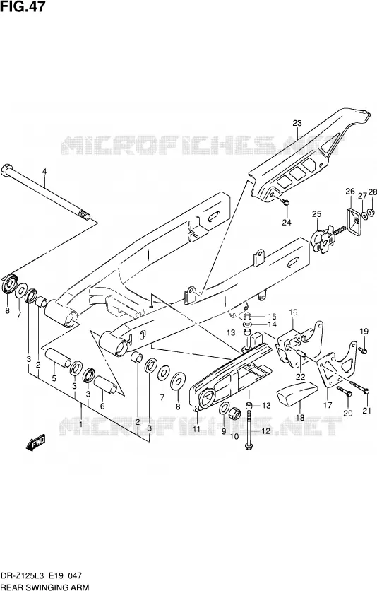 BRAS OSCILLANT ARRIERE (DR-Z125LL3_E19) Suzuki MOTO 125 DR-Z 2013  DR-Z125 L3 (E19)