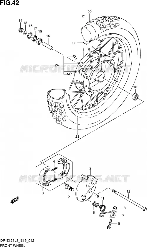 ROUE AVANT (DR-Z125L3 E19) Suzuki MOTO 125 DR-Z 2013  DR-Z125 L3 (E19)