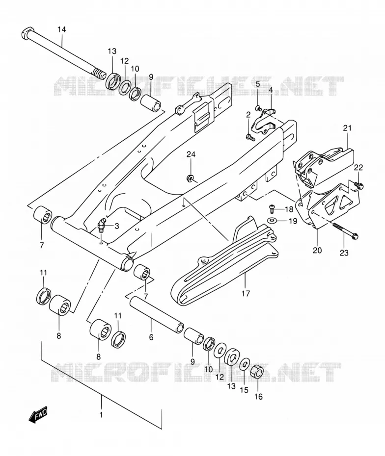 BRAS OSCILLANT ARRIERE Suzuki MOTO 250 DR-Z 2002  DR-Z250 K2 (E03,E28,E33)