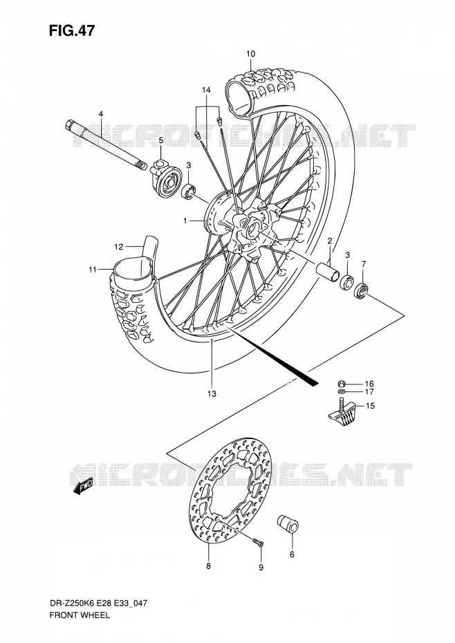 ROUE AVANT Suzuki MOTO 250 DR-Z 2006  DR-Z250 K6 (E03,E28,E33)