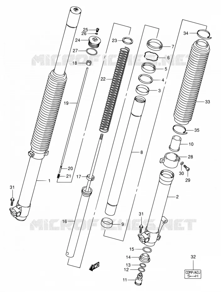 FOURCHE Suzuki MOTO 400 DR-Z 2004  DR-Z400K4(E03,E28,E33)