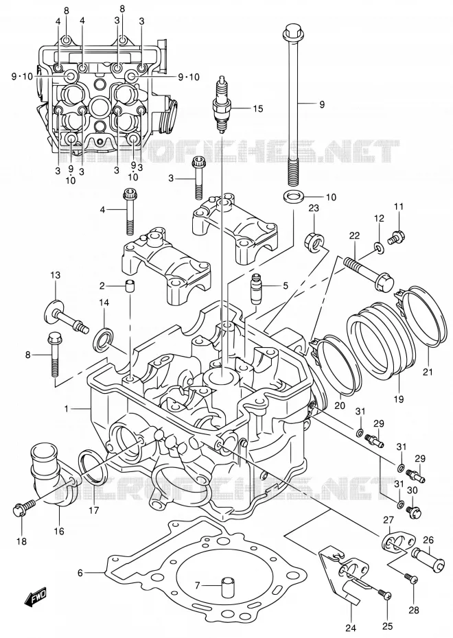 CULASSE Suzuki MOTO 400 DR-Z 2003  DR-Z400EK3(E24)