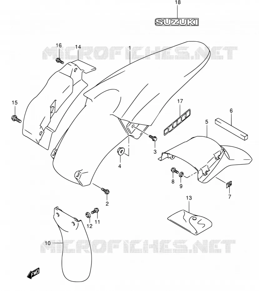 GARDE BOUE ARRIERE (SANS E24) Suzuki MOTO 400 DR-Z 2003  DR-Z400EK3(E24)