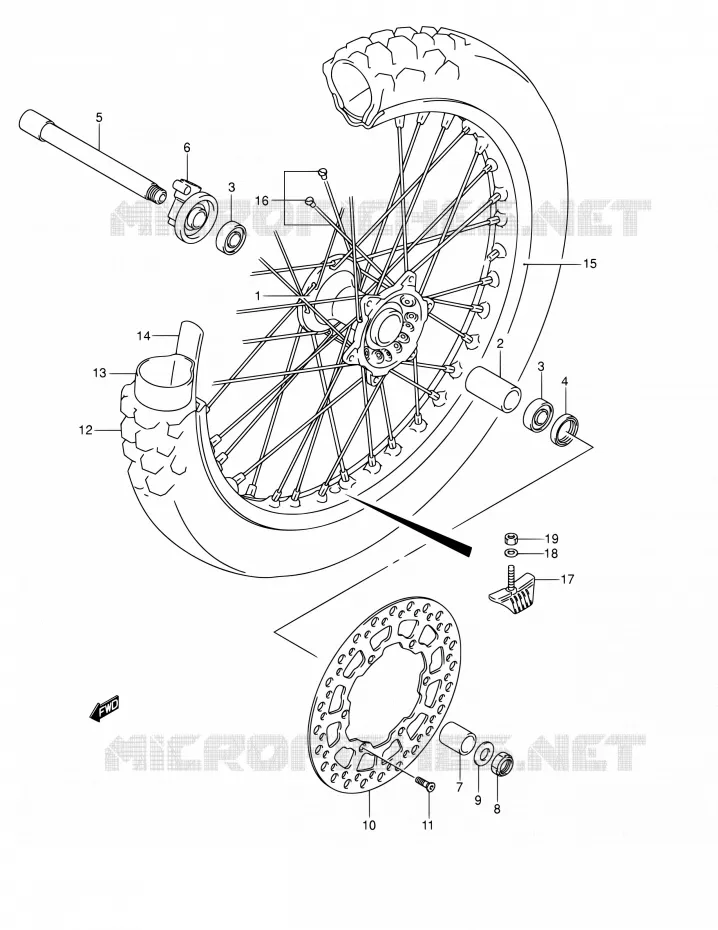 ROUE AVANT Suzuki MOTO 400 DR-Z 2005  DR-Z400E K5 (E03,E28,E33)