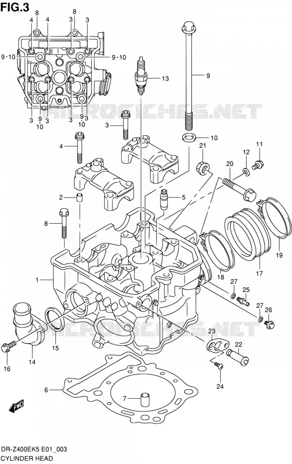 CULASSE Suzuki MOTO 400 DR-Z 2005  DR-Z400EK5(E24)