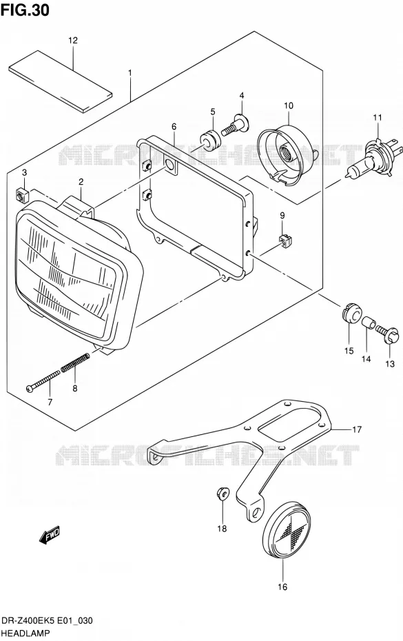 PHARE (DR-Z400EK5/K6/K7/K9 E24) Suzuki MOTO 400 DR-Z 2006  DR-Z400EK6(E24)