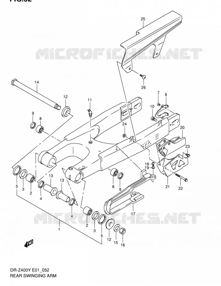 BRAS OSCILLANT ARRIERE Suzuki MOTO 400 DR-Z 2000  DR-Z400EY(E24)
