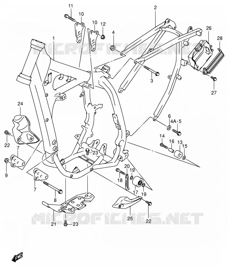 CADRE (MODELE Y) Suzuki MOTO 400 DR-Z 2000  DR-Z400EY(E24)