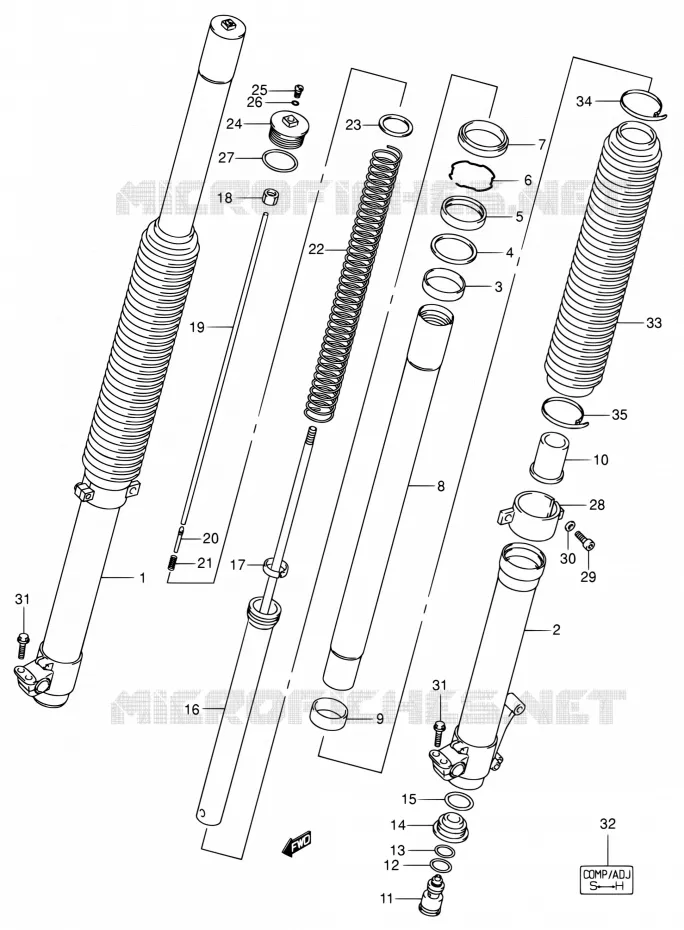 FOURCHE (VOIR NOTE) Suzuki MOTO 400 DR-Z 2000  DR-Z400EY(E24)