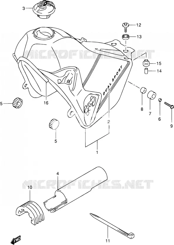 RESERVOIR D'ESSENCE (MODELE K1) Suzuki MOTO 400 DR-Z 2001  DR-Z400S K1 (E03,E28,E33)