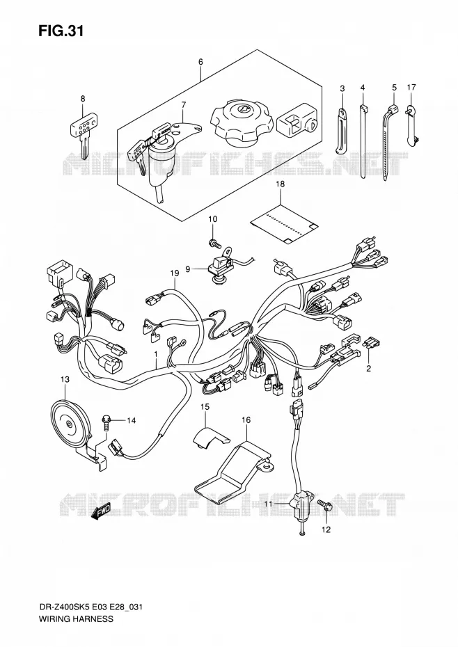 FAISCEAU ELECTRIQUE (MODELE K5) Suzuki MOTO 400 DR-Z 2005  DR-Z400SK5(E03,E28,E33)