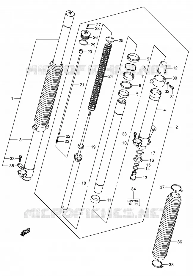 FOURCHE Suzuki MOTO 400 DR-Z 2005  DR-Z400SK5(E03,E28,E33)