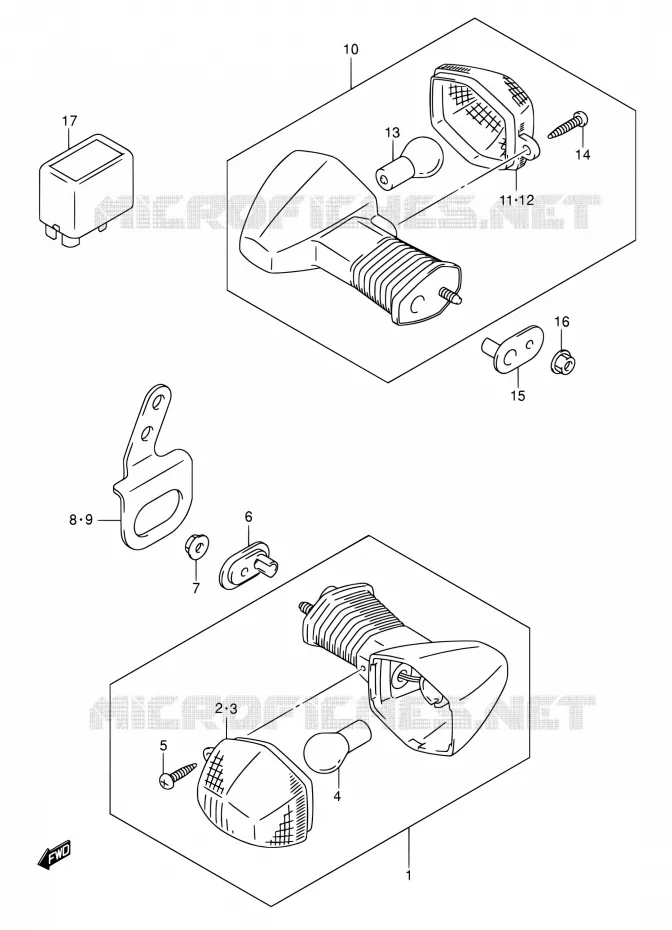 CLIGNOTANTS (MODELE K5) Suzuki MOTO 400 DR-Z 2007  DR-Z400S K7 (E03,E28,E33)