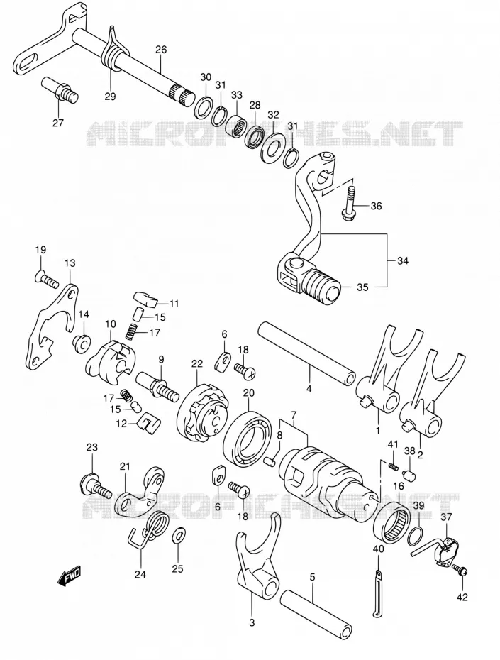 ENSEMBLE SELECTEUR DE VITESSES Suzuki MOTO 400 DR-Z 2007  DR-Z400S K7 (E03,E28,E33)