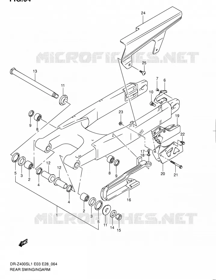 BRAS OSCILLANT ARRIERE Suzuki MOTO 400 DR-Z 2011  DR-Z400S L1 (E03,E28,E33)