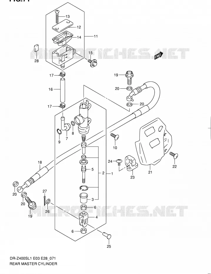 MAITRE CYLINDRE ARRIERE Suzuki MOTO 400 DR-Z 2011  DR-Z400S L1 (E03,E28,E33)