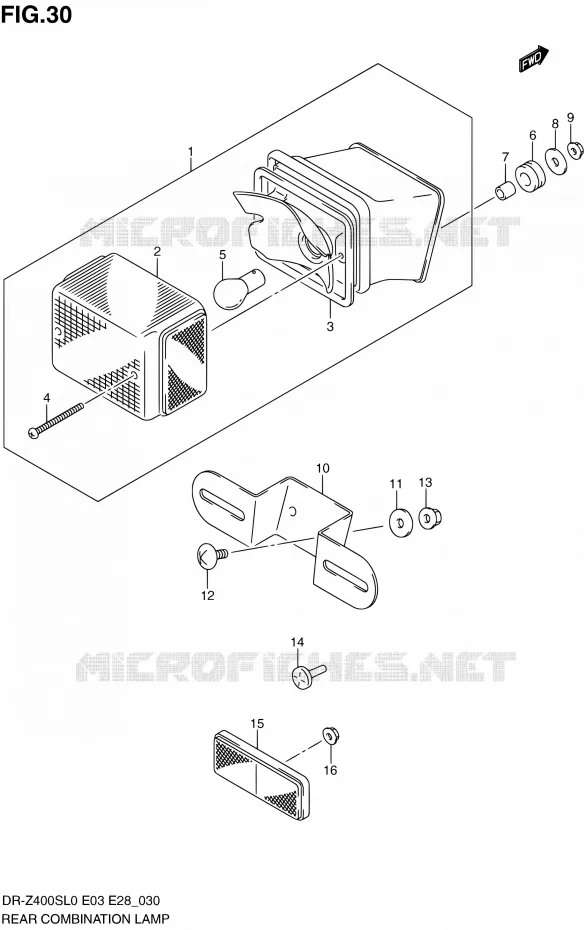 ENSEMBLE FEU ARRIERE Suzuki MOTO 400 DR-Z 2010  DR-Z400S L0 (E03,E28,E33)