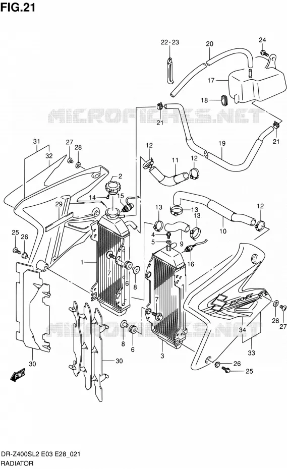 RADIATEUR Suzuki MOTO 400 DR-Z 2012  DR-Z400S L2 (E03,E28,E33)