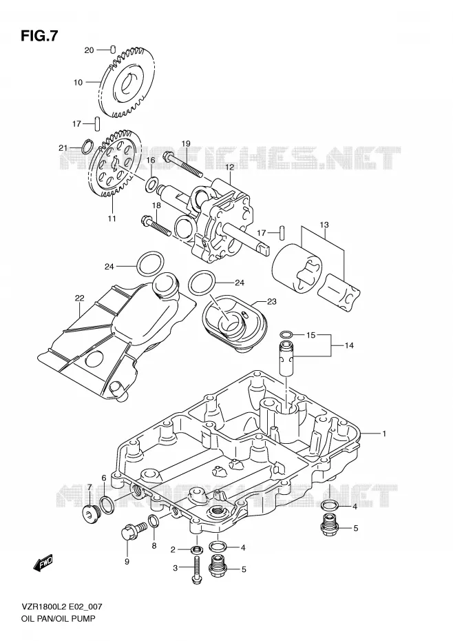 CARTER INFERIEUR - POMPE A HUILE Suzuki MOTO 1800 INTRUDER 2012  VZR1800L2(E02)
