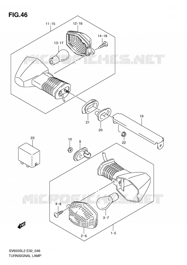 CLIGNOTANTS Suzuki MOTO 650 SV 2012  SV650SUL2(E02)